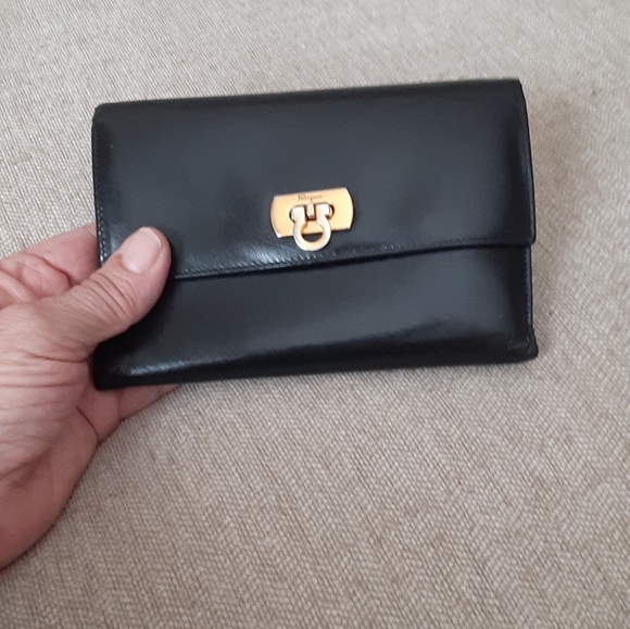 Salvatore Ferragamo Black Leather Wallet